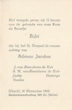1952 Geboorte Adriaan Jacobus van Steenderen de Kok  